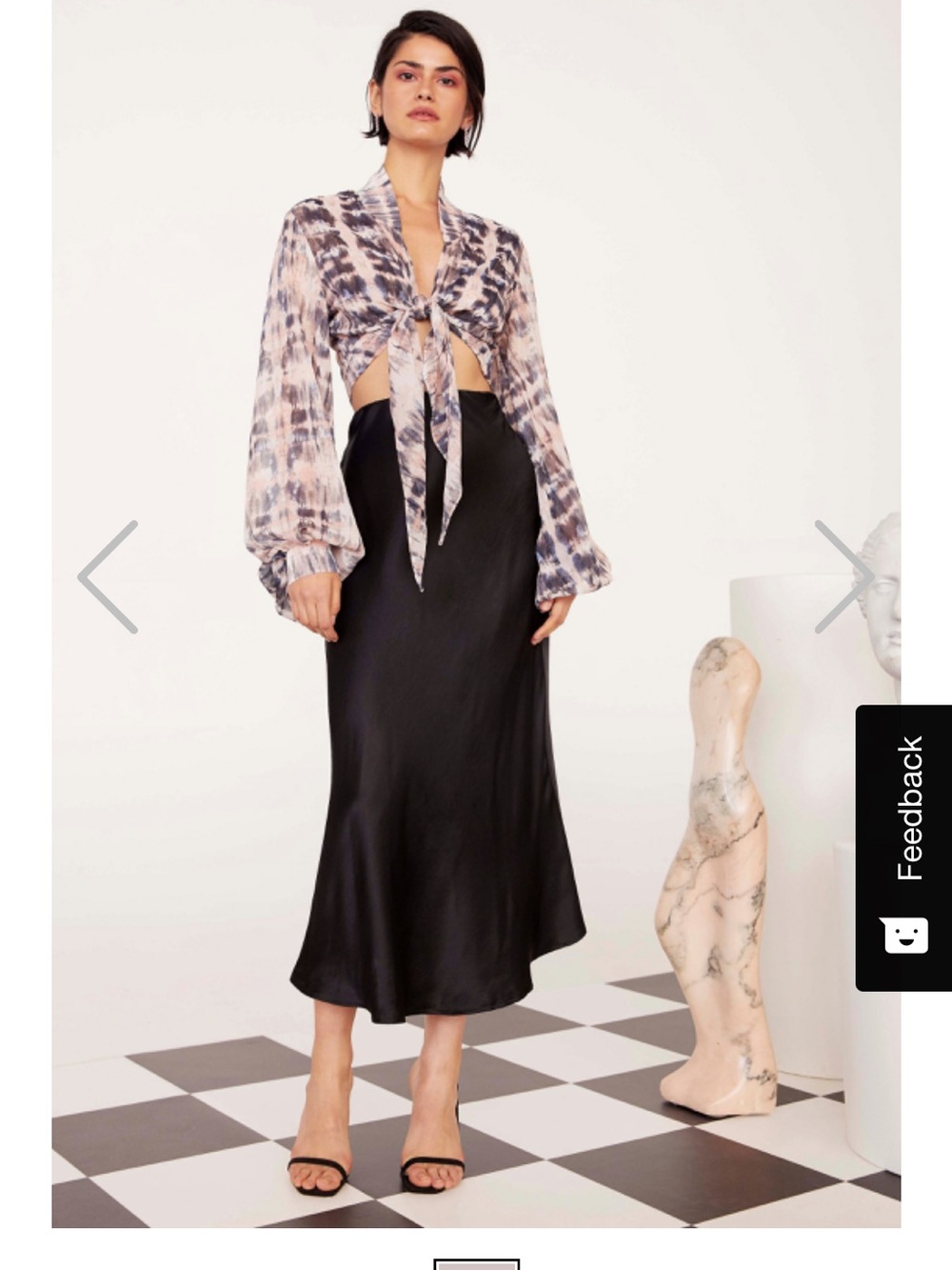 Nasty Gal Chiffon Sheer Tie-dye Tie-Front Puff Sleeve Blouse